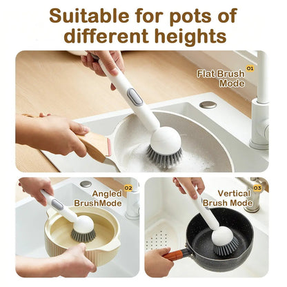 Kitchen Essentials🍽️6-in-1 Dish Brush with Detergent Dispenser 360° Rotating Scrubber
