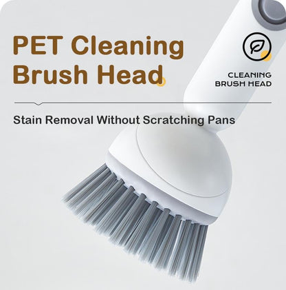 Kitchen Essentials🍽️6-in-1 Dish Brush with Detergent Dispenser 360° Rotating Scrubber
