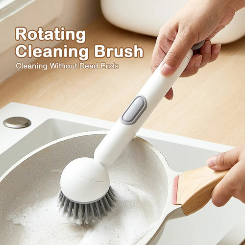 Kitchen Essentials🍽️6-in-1 Dish Brush with Detergent Dispenser 360° Rotating Scrubber