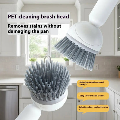 Kitchen Essentials🍽️6-in-1 Dish Brush with Detergent Dispenser 360° Rotating Scrubber