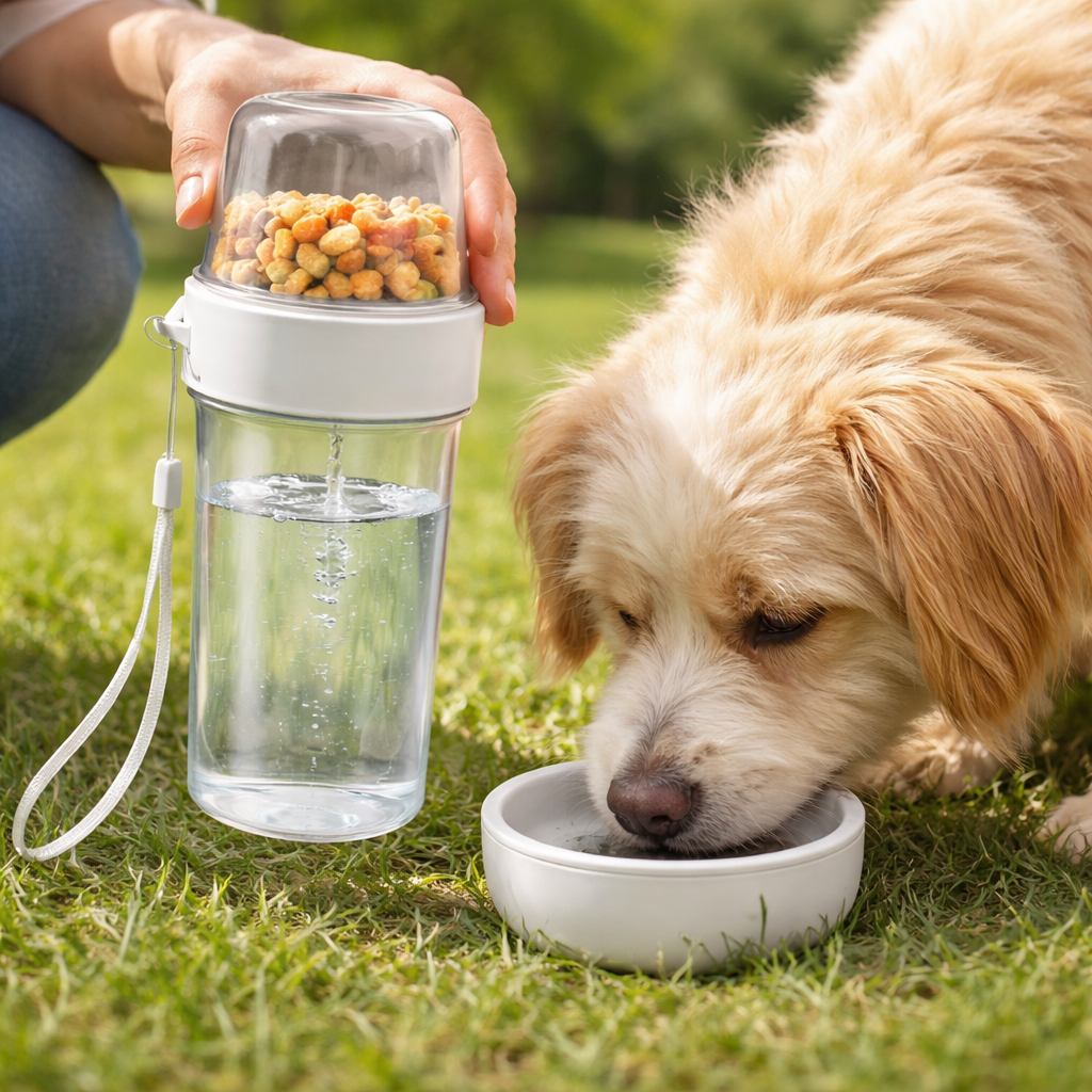 Portable 2-in-1 Pet Water & Food Bottle