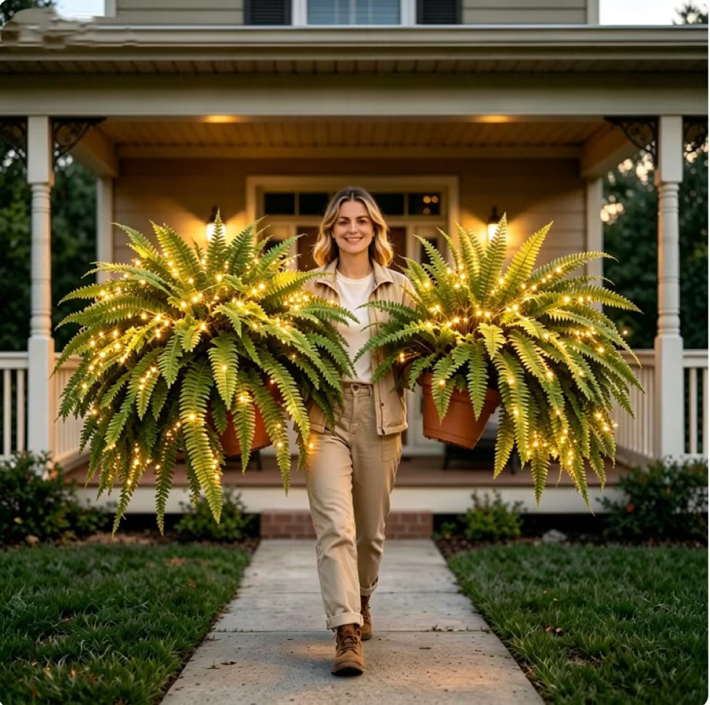 Large, Illuminated Artificial Boston Fern