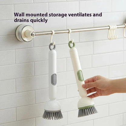 Kitchen Essentials🍽️6-in-1 Dish Brush with Detergent Dispenser 360° Rotating Scrubber
