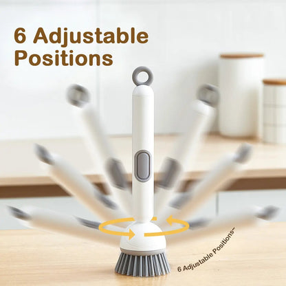 Kitchen Essentials🍽️6-in-1 Dish Brush with Detergent Dispenser 360° Rotating Scrubber