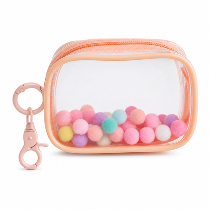 👛Visible Mini Transparent Accessories Pouch – Clear PVC Clip-On Zipper Storage Bag, Portable Keychain Mini Case for Small Gadgets & Tiny Items